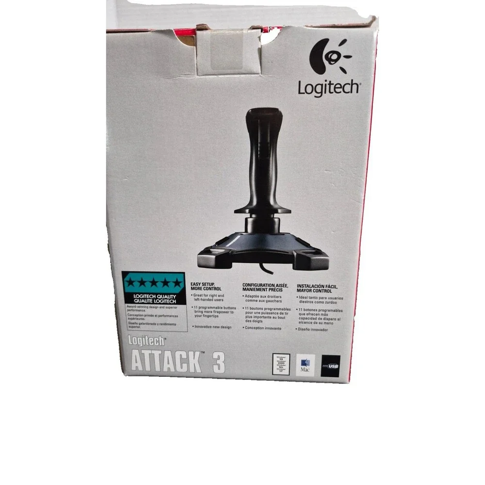 Logitech Attack 3 Joystick Programmable Weighted Base + 04 FLIGHT SIMULATOR CD'S